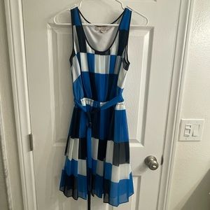 Banana Republic Checked Color Block Pleated Dress Size 6